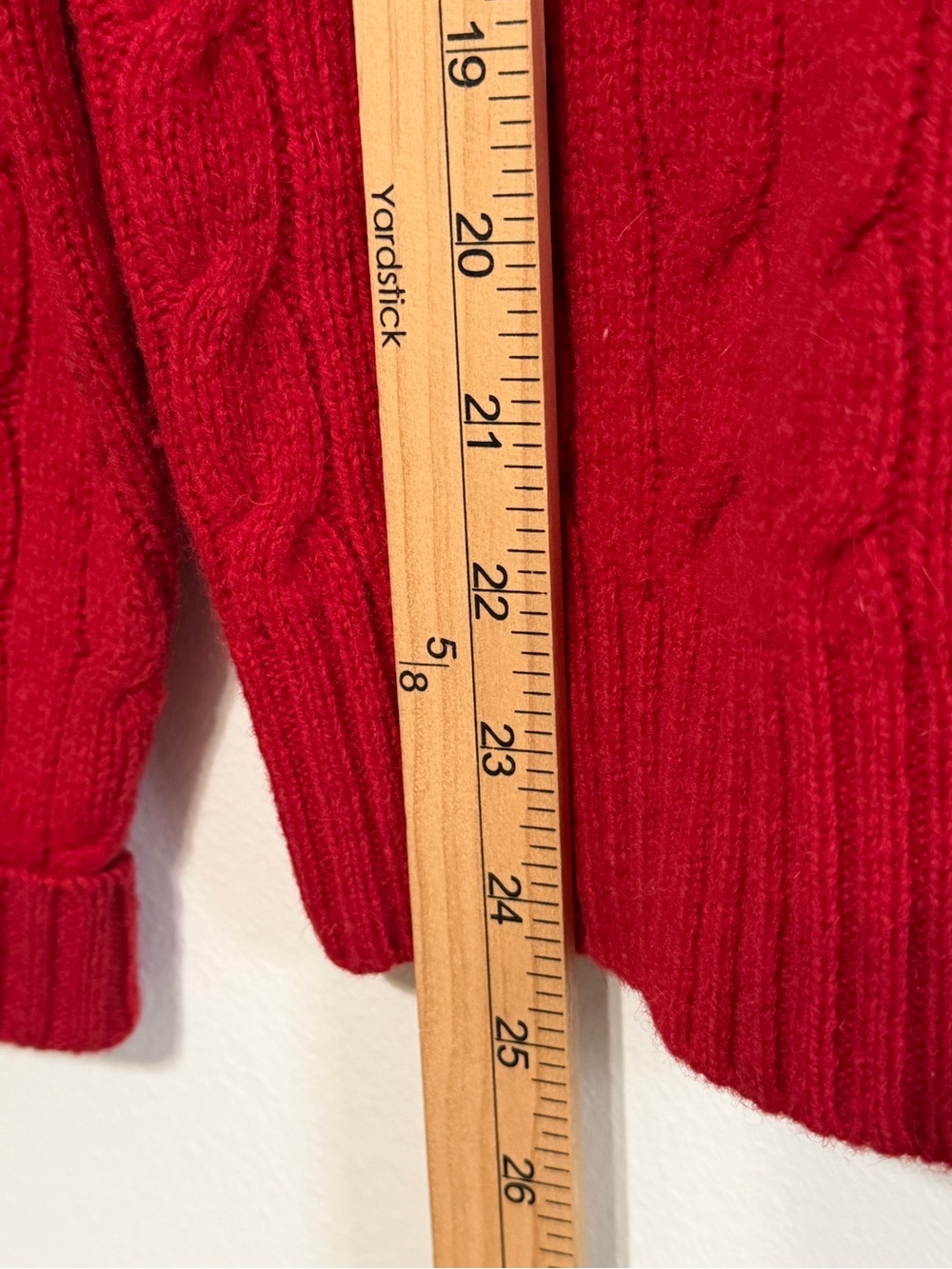 Ralph Lauren Cable Knit Wool Sweater Red Size Medium Women’s Relaxed Oversized - Picture 8 of 8